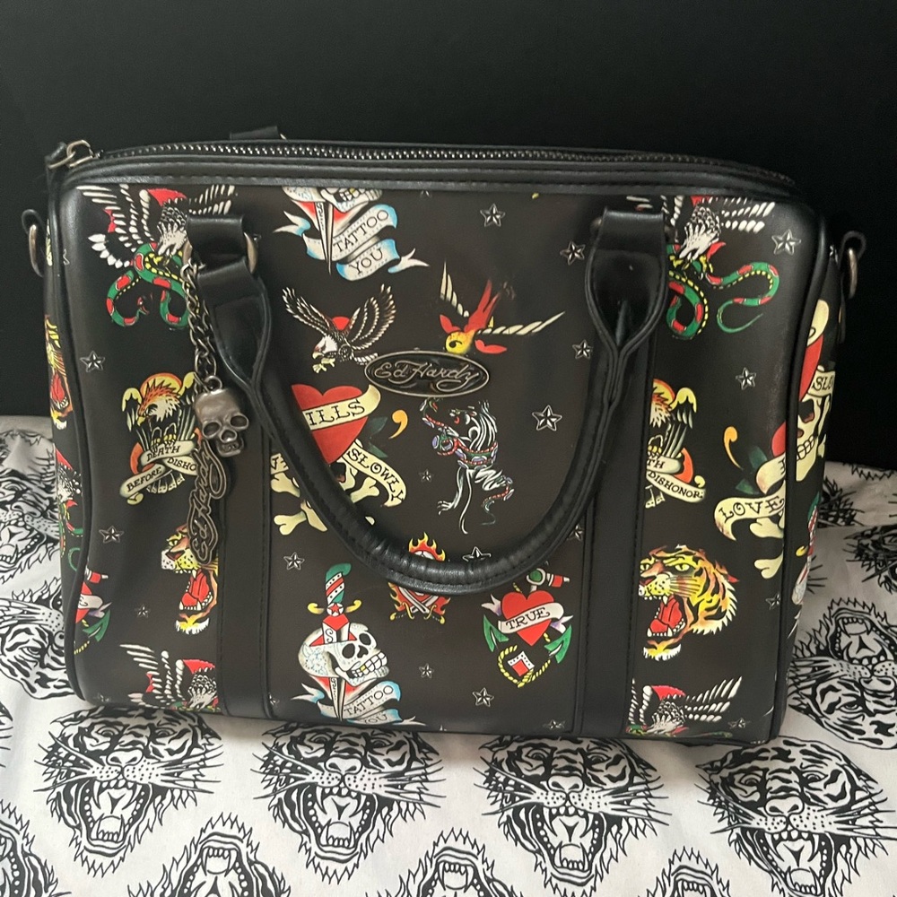 Ed Hardy Multicolor Tattoo Design Shoulder Bag